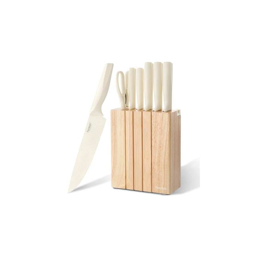 Premium Quality 8-Piece Knife Set with Block, Lightweight and Strong, Ergonomic Handles for Home,Dishwasher Safe