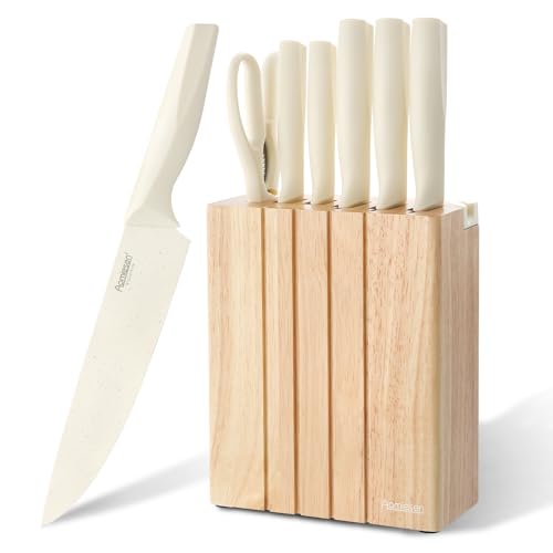 Image of Premium Quality 8-Piece Knife Set with Block, Lightweight and Strong, Ergonomic Handles for Home,Dishwasher Safe