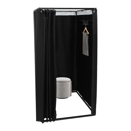 BbqLiaxon Portable Dressing Room Clothing Store Fitting Room Removable for Boutique Changing Room with Shading Curtain Movable Temporary Mobile Privacy Protection 39x39x78 Black