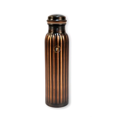 Image of Pure Copper Water Bottle - 1L Hand Made | Antique Rope Design With Leak-Proof Lid | Ayurvedic Copper For Health Benefits | Non-Toxic Metal Made | Everyday Healthy Drinkware