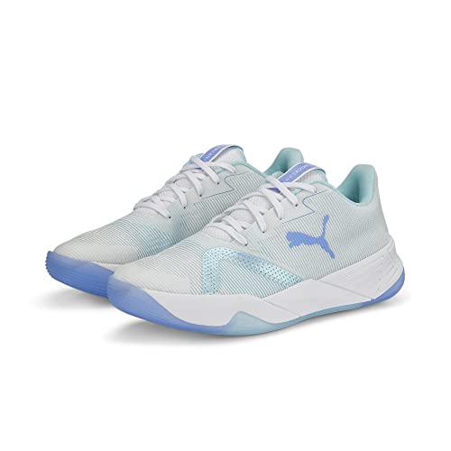 PUMA Unisex's Accelerate Turbo Nitro Ii W+ Indoor Court Shoe, Puma White Elektro Purple Light Aqua, 11 US