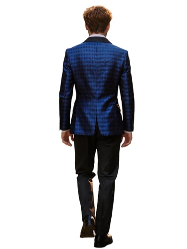 Mens Tuxedo 3 Pieces Slim Fit Suit Blazer Shawl Lapel Jacquard Vest Pants Wedding Party Prom Banquet Performance2
