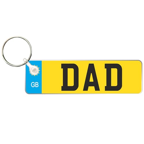 Pixie's Gifts Custom License Plate Keychain - Personalised Number Plate Keyring - Mini Number Plate Key Ring - Name Plate Keychain - Just Passed Milestones (DAD)