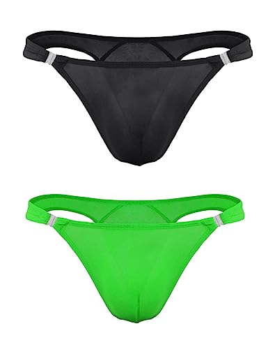 Mens Thongs Underwear Low Rise Ice Silk Sexy T Back Briefs Bulge Enhancing Pouch G String Boxers Underpants 2 Pack