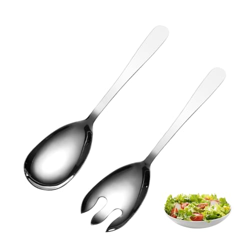WEIZHIS Salatbesteck Edelstahl 30 cm, Servierlöffel & Salatgabel, rostfrei & spülmaschinengeeignet, hochglänzend für, Edelstahl poliert,Restaurant & Familie