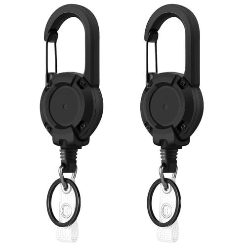 2 Pack Heavy Duty Retractable Keychain, With 31.5" Steel Cord, 2
