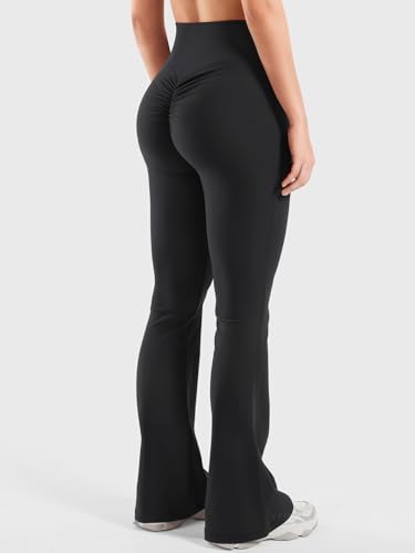 YEOREO Women Workout Scrunch Flare Leggings Drawstring No Front Seam Ericane Butt Lifting 31.5" Gym Yoga Leggings3