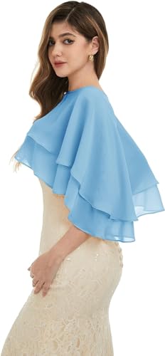 Prom Evening Dresses with Double Chiffon Shawl for Women Exquisite Translucency3