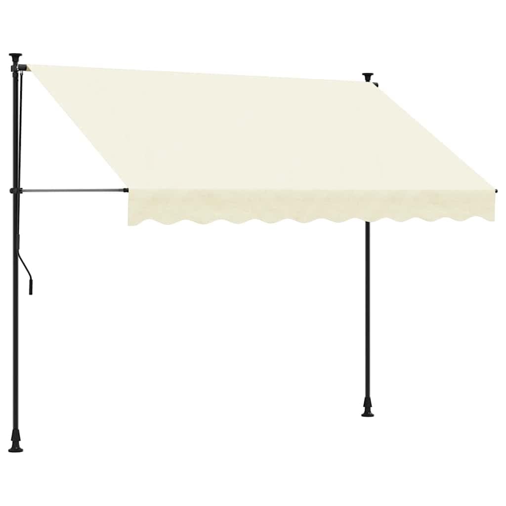 Wysuwana markiza kremowa, 300 x 150 cm, wykonana z wytrzymałej stali i odpornego na promieniowanie UV materiału poliestrowego, elastyczna ochrona przed słońcem na balkon, taras i do ogrodu