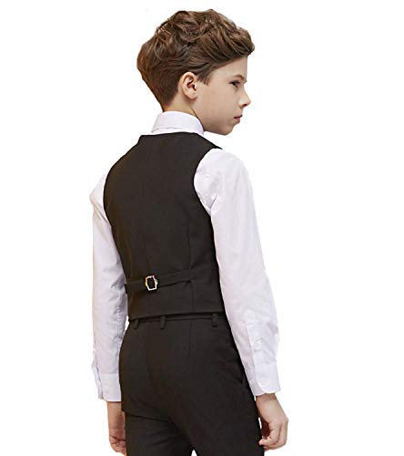 Toddler Kids Boys Suits 5 Piece Set Slim Fit,Blazer Vest Pants Shirt Tie Black Size 6 #TOP4