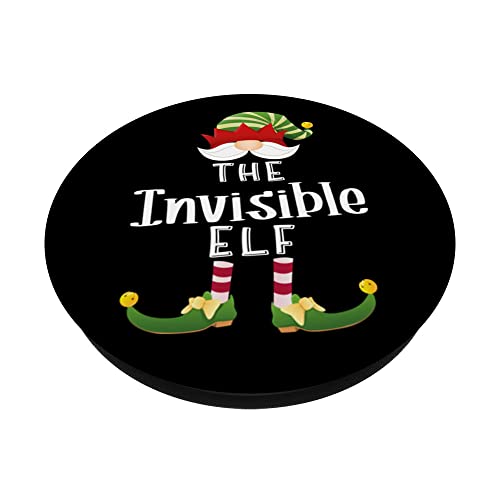 Invisible Elf Group Christmas Funny Pajama Party PopSockets Swappable PopGrip, Black - Image 2