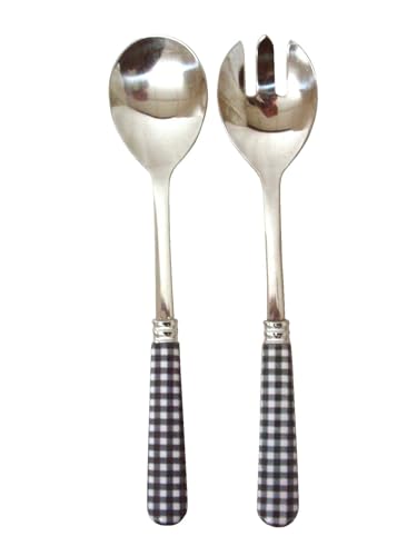 WH WORKING HOUSE Juego Cubiertos Grandes CUCHARON Tenedor Servir Ensalada Vichy Violeta Palido