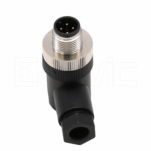 Image of M12 4 Pin Male Connector, 12mm A Code Right Angle Industrial Circular Connector, Unshiled Field Assembly Wireable Sensor IP67 250V 4A AC /DC 2pcs