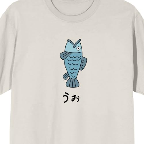 Dandadan Full and Bony Fish Graphic Kanji on Sand Ground Adult Crew Neck Short Sleeve T-Shirt2
