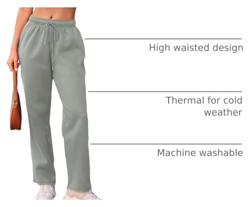 Image of AUTOMET Women's Straight Leg Sweatpants Fleece Lounge Pants | Fall Athletic Joggers with Pockets,Lightweight Soft Sweat Pants, Casual Gym Workout Pants