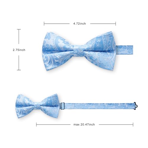 Image of HISDERN Bow Ties for Men Pre-Tied Bow Tie Floral Paisley Handkerchief Classic Formal Bowtie and Pocket Square Cufflinks Set