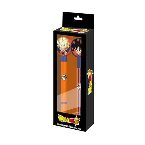Karactermania Dragon Ball Ultra Instinct-Pack de Crayon Éternel + Stylo Gel Effaçable, Noir, 14 x 23 cm