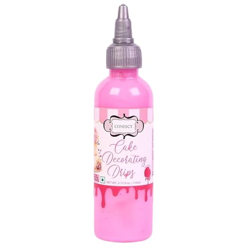 Confect Edible Cake Drip – Hot Pink | Sparkling Drip Icing for Cakes, Cupcakes & Donuts | Vibrant Cake Decorating Gel | Easy-Use Drip Bottle for Baking, Pastries & Dessert Toppings - 110ml