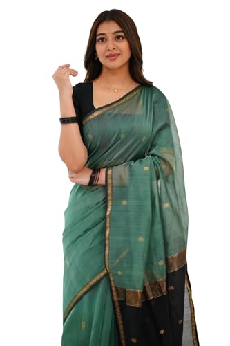 Image of Women's Cotton Soft Silk Sarees | Jamdani Cotton Saree With Attach Unstitched Blouse Piece
