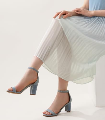 Image of Ankis Heels for Women Open Toe Ankle Strap Chunky Heel Sandals 2.75 Inch