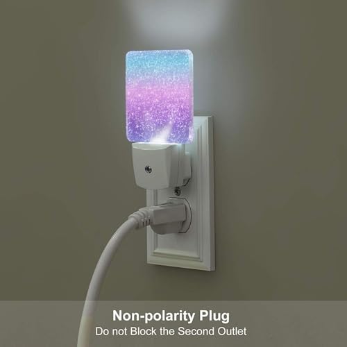 Image of Colorful Rainbow Lightpurple and Pink and Blue LED Plug-in Night Lamp 2 Piece Set, Auto Sensor Emergency Nightlights Set of 2 for Dawn /Dusk Bedroom Kitchen Bathroom Stairs Hallway Toilet