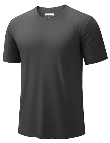 TACVASEN Mens Tops Short Sleeve Summer Sport Shirt Althletic Training Top Breathable Quick Dry T Shirts Dark Grey,XL