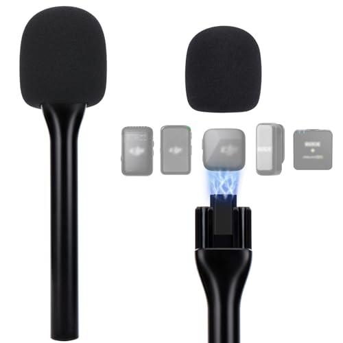 SUNMON Wireless Mic Magnetic Holder for DJI Mic Mini Portable Handheld Microphone Interview Stand with Pop Filter Compatible with DJI Mic1/2 Rode Wireless Micro/GO 2/ME/Pro