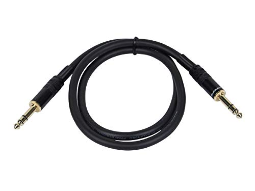 Monoprice 104792 3ft Premier Series 1/4in TRS Male to Male Cable 16AWG (Gold Plated) Black