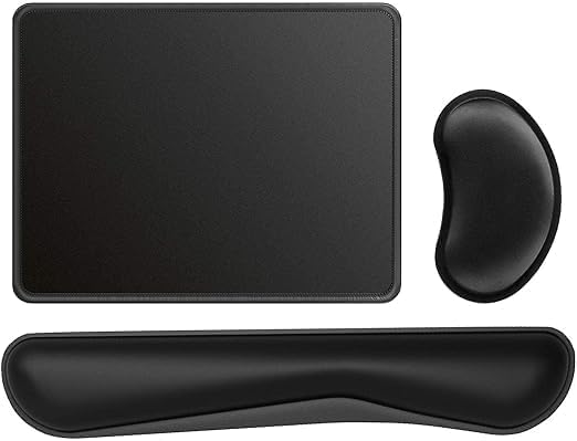 D Club Keyboard Wrist Rest, Memory Foam Wrist Pad for Keyboard, Mouse Wrist Rest, Computer Mouse Pad, Ergonomic Sets for Easy Typing & Pain Relief for Computer, Laptop, Office & Home, Black (SQUARE)