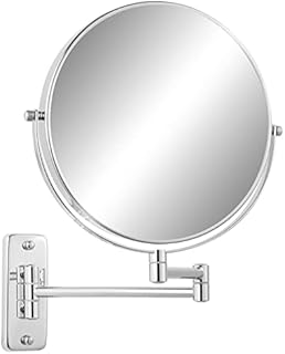 FFowcye 9" Magnifying Wall Mount Makeup Vanity Mirror,1x/7x Double-Side Makeup Mirror with Magnification,Swivel Extendable Shaving Face Mirror for Bathroom, Wall Mirror for Chrome