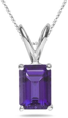 2.45 CTSの10 x 8 mm AAAエメラルドアメジストソリティアペンダント14 Kホワイトゴールド