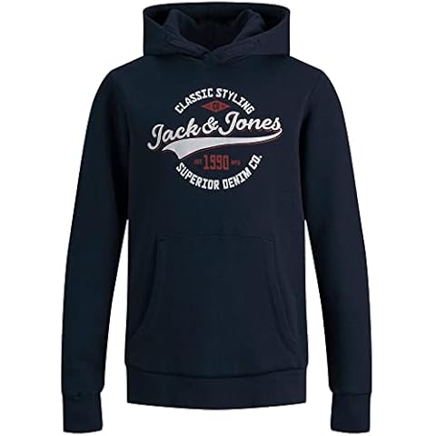 JACK&JONES JUNIOR JJELOGO Sudadera con Capucha Azul Marino 140 cm Niños Cover