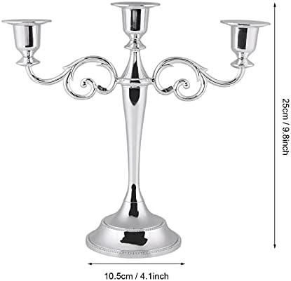 Tyenaza 3 Arms Candelabra Holder, 2 Colors Metal Candle Candle Holder European Style Wedding Candlestick Home Decor Christmas Party Home Candelabras(Silver)