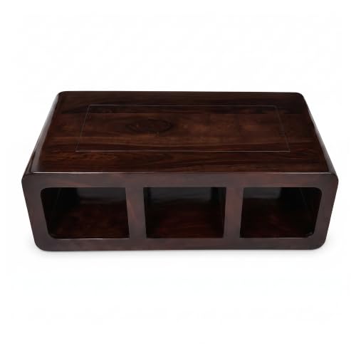Image of SONA ART & CRAFTS Sheesham Wooden Center Table for Living Room Home with Storage | Tea Coffee Table Wooden | Centre Table for Living Room - Walnut Finish