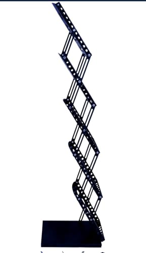 Image of A4 Metal Portable Brochure Folding Zigzag Catalogue /Magazine /Leaflet /Literature Stand Rack Magazine Holder (5 RACK BLACK), Free Standing, Folding