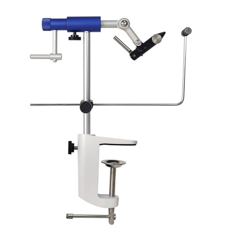 Aventik TrueGrip Fly Tying Vise with 360 Rotary Function Smooth Ball Bearing System Adjustable Tension Durable Hook Jaws (Fits 26 to 4/0) (Blue Vise with Clamp)
