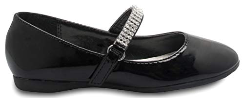 Olivia K Girls Mary Jane Ballet Flat - Rhinestone on Strap - Easy Velcro Slip On2