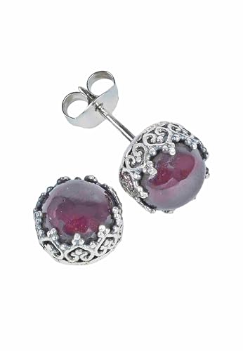 Ohrstecker 925 Silber Granat roter Stein Edelstein Ohrringe echt Silber Damen Sterling Silber Stecker Geschenk (MOS-105-02)