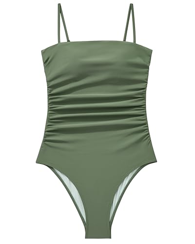 Image of SUUKSESS Women Sexy One Piece Swimsuit Tummy Control Square Neck Bathing Suit