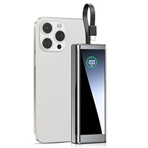 Portable Charger 40000mAh Power Bank, 22.5W Fast Charging Battery Pack with Built-in USB-C Cable, Ultra-High Capacity Portable Phone Charger Powerbank for iPhone 16 15 14 13/ Galaxy S24 S22- 1 Pack