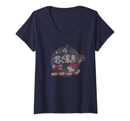 T-shirt Col V Mickey et Donald : Haut de Noël Disney pour Femme
