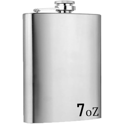 BML 7oZ Stainless Steel Hip Flask Leakproof Portable Pocket Whiskey Flask for Men Women Ideal for Travel Camping Hiking Outdoor Adventures and Gift