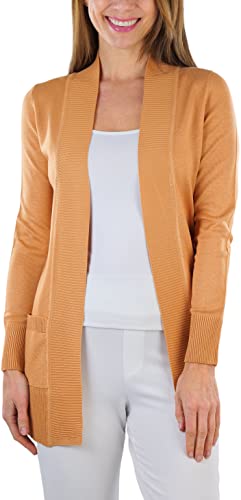 Image of ToBeInStyle Women's Long Sleeve Rib Banded Open Sweater Cardigan