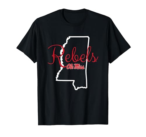 Mississippi Ole Miss Rebels State Logo Officially Licensed T-Shirt, Men, Black