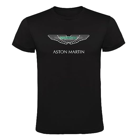 Camiseta Negra Aston Martin Logotipo Hombre 100% Algodón Tallas S M L XL XXL Mangas Cortas T-Shirt (XXL)