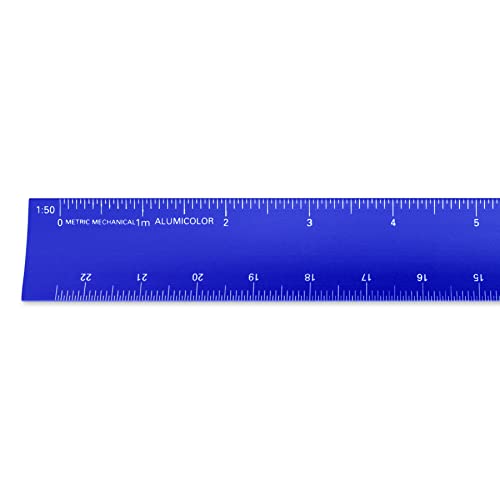 Image of Alumicolor 30-cm Aluminum Metric Mechanical Hollow Scale for School, Office, Art and Drafting, 30CM, Blue
