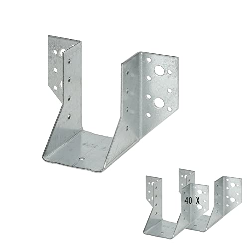 siwitec 40 zapatos de viga tipo A 100 x 140 mm, Sendzimir galvanizado, marcado CE, grosor del material 2 mm, conectores de madera resistentes a la intemperie, zapatos para postes, conectores de vigas