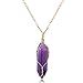 BOUTIQUELOVIN Amethyst Healing Point Quartz Crystal Pendant Necklace with 20" Chain