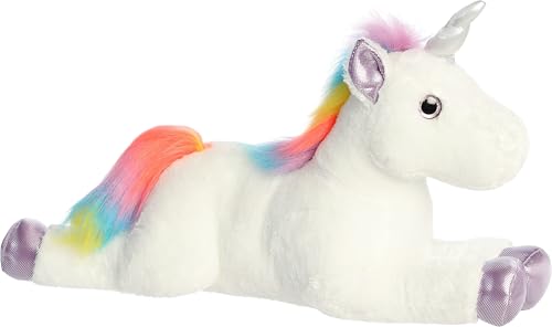 Aurora® Adorable Super Flopsie™ Rainbow Unicorn™ Stuffed Animal - Playful Ease - Timeless Companions - Multicolor 27 Inches