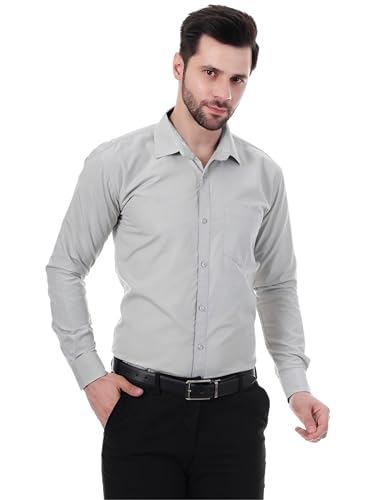 Image of XJARVIS Austin Men's Combed Cotton Shirt | Solid Plain Formal & Casual Shirt for Men | Regular Fit | Spread Collar | Full Sleeve | Office Wear Shirt with Pocket